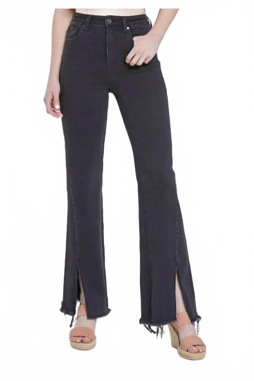 NEW RISEN high rise front slit relaxed straight jeans in black